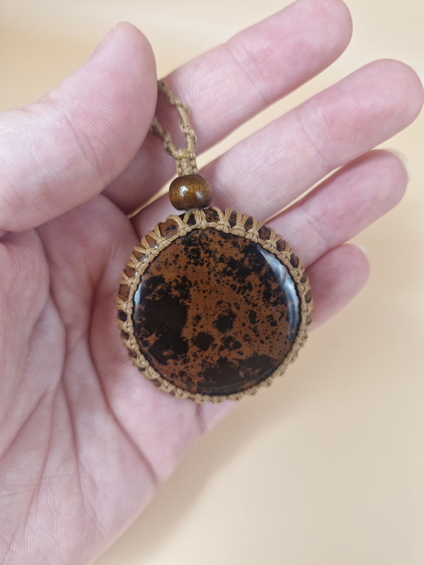Macramé Mahogany Obsidian Necklace