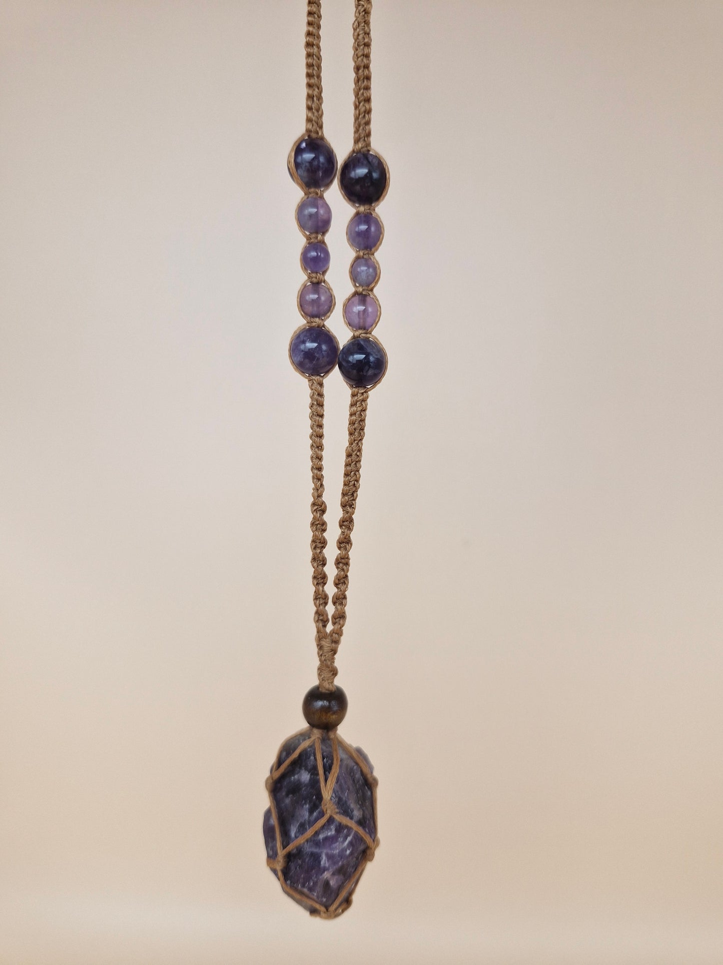 Macramé Raw Amethyst Necklace