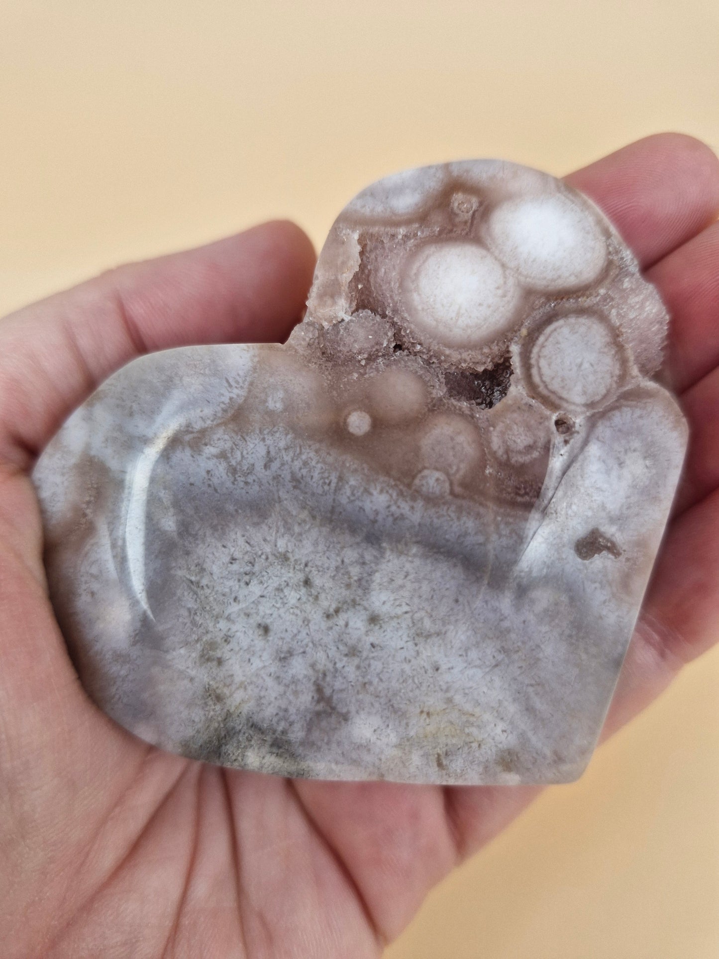 Pink Amethyst Flower Agate Heart (code PF1)