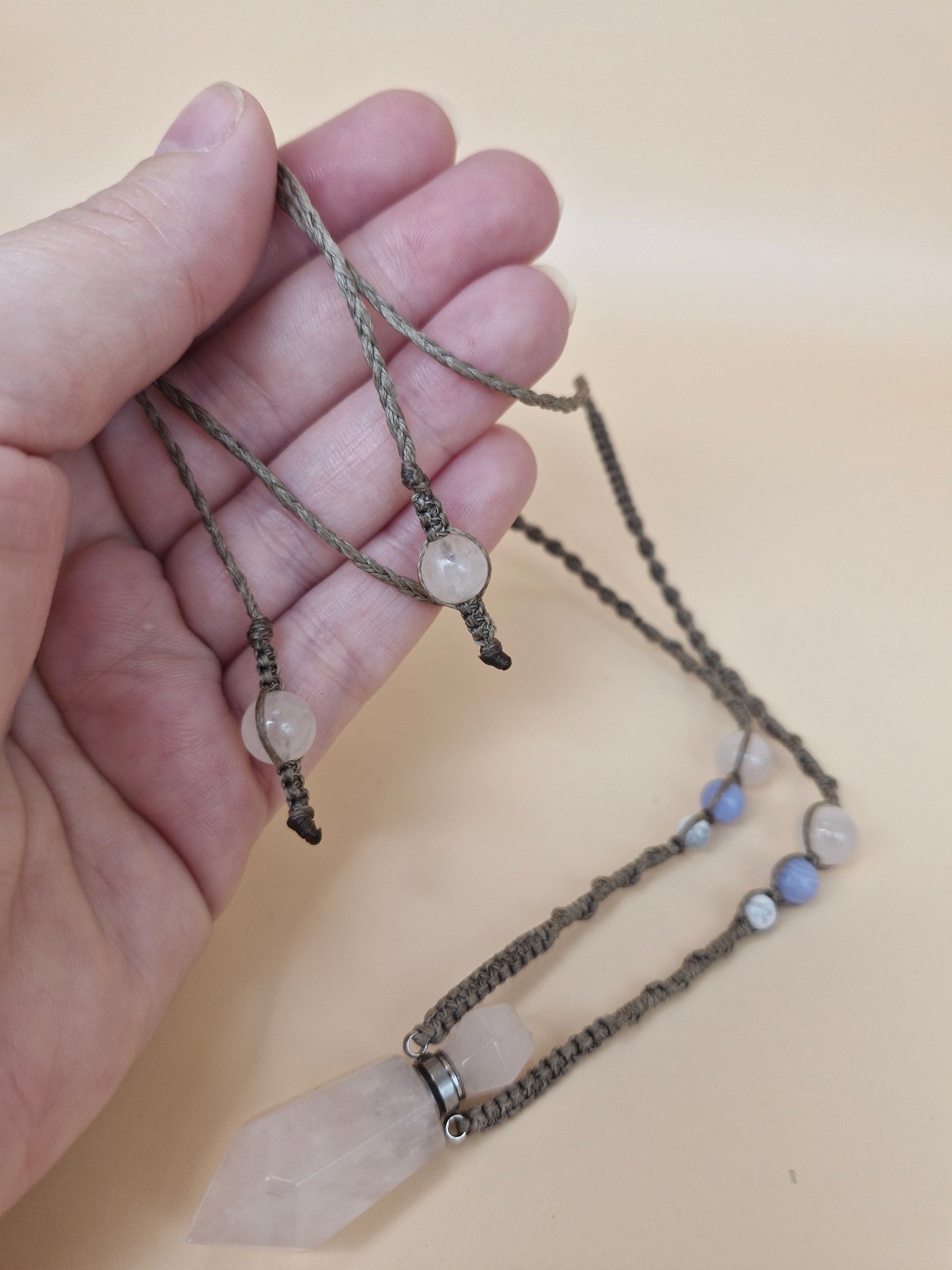 Macramé Rose Quartz Necklace