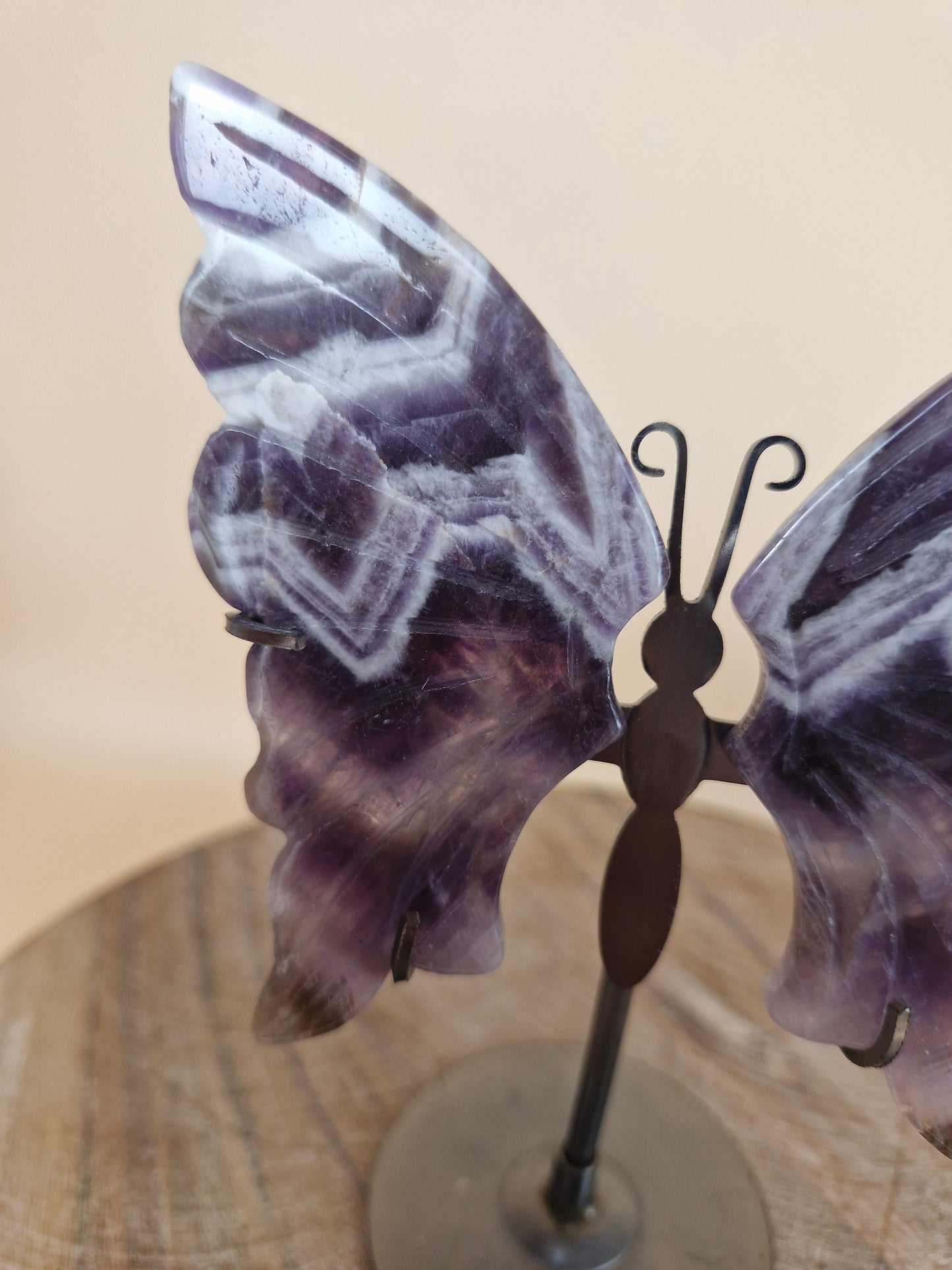 Chevron Amethyst Butterfly Carving with Stand