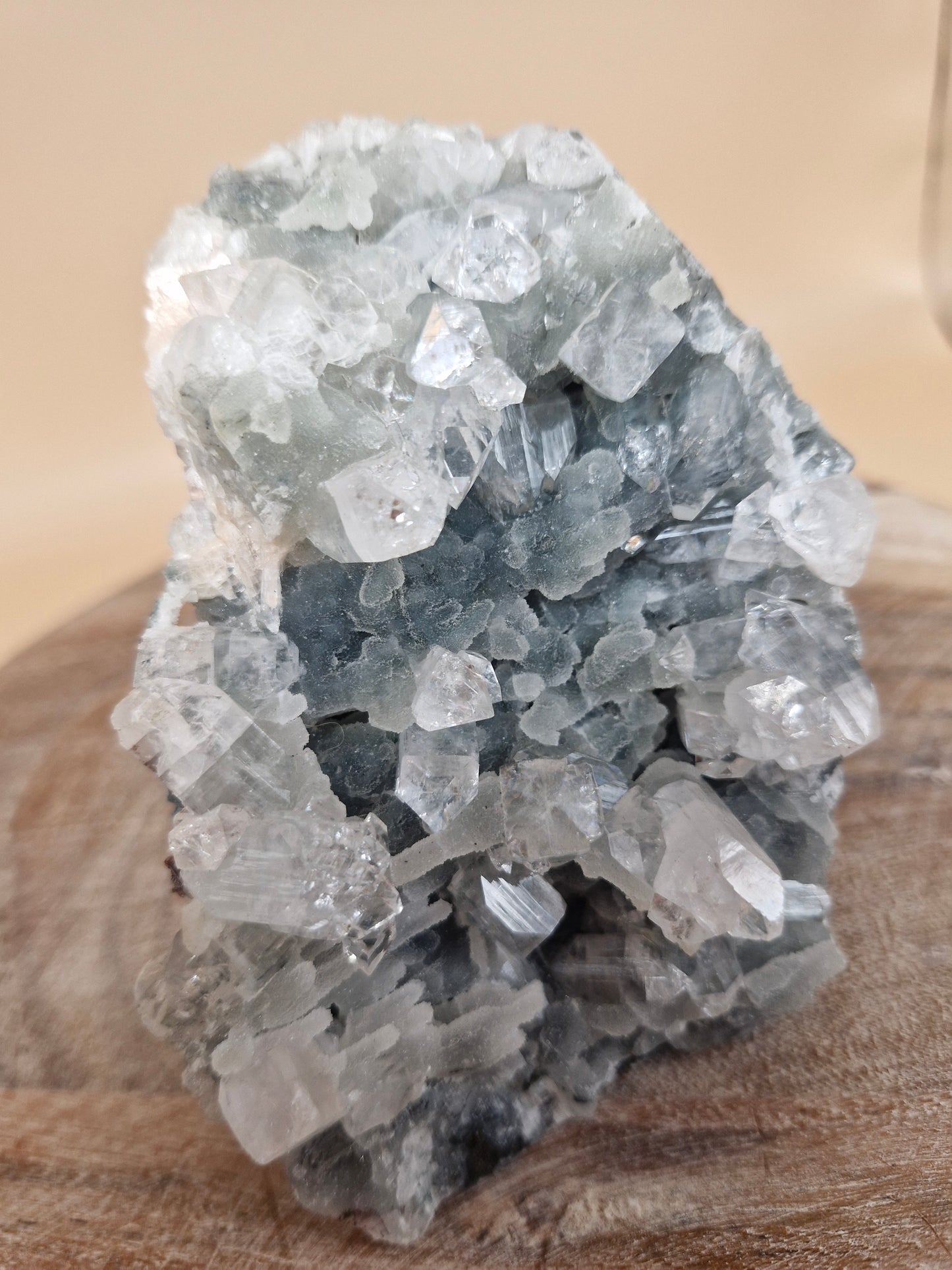 Apophyllite Cluster with Green Chalcedony