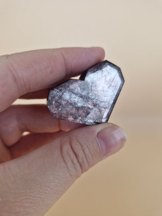 Flashy Lepidolite Heart Carving (code L1)