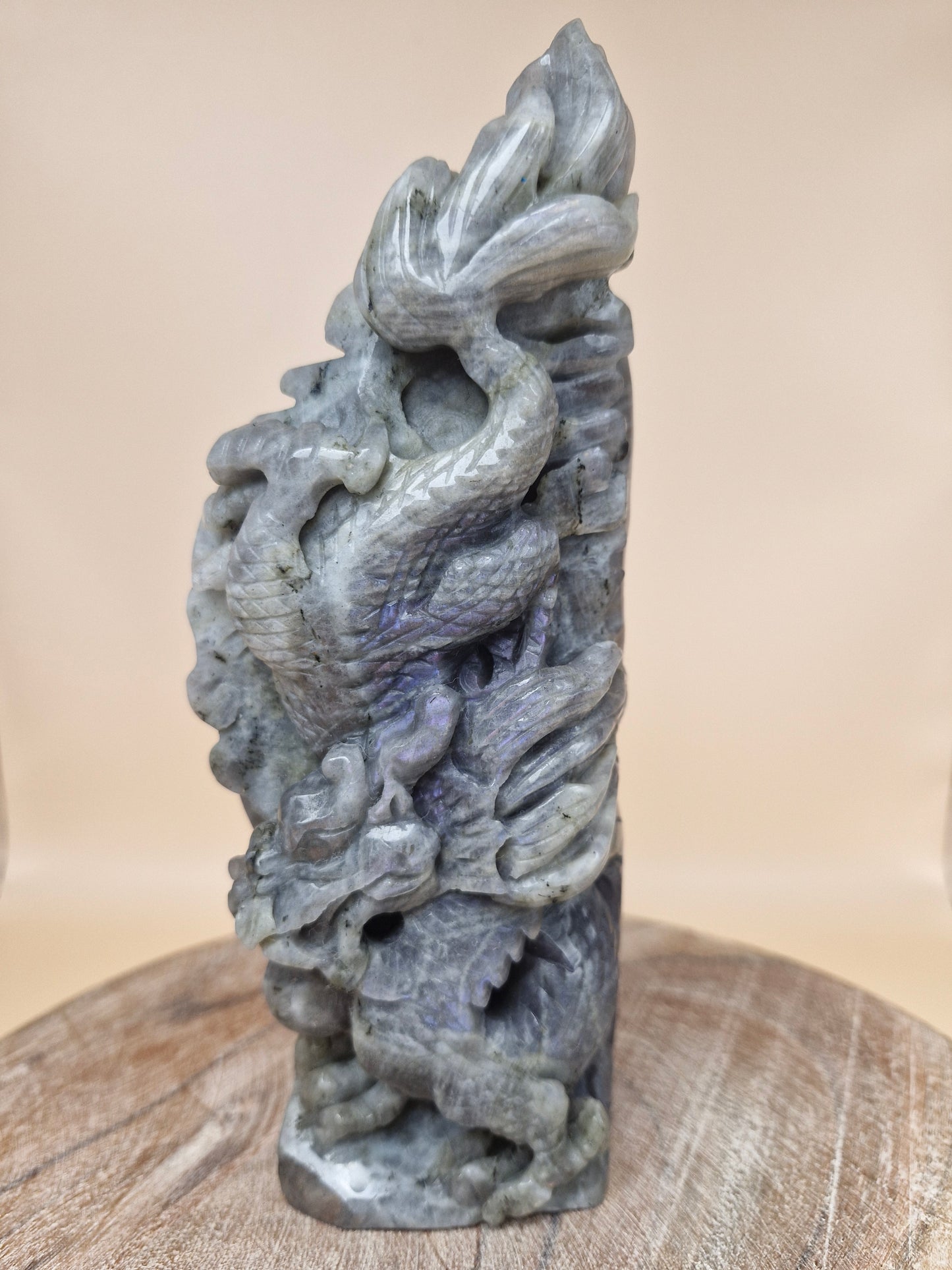 Labradorite Chinese Water Dragon Carving