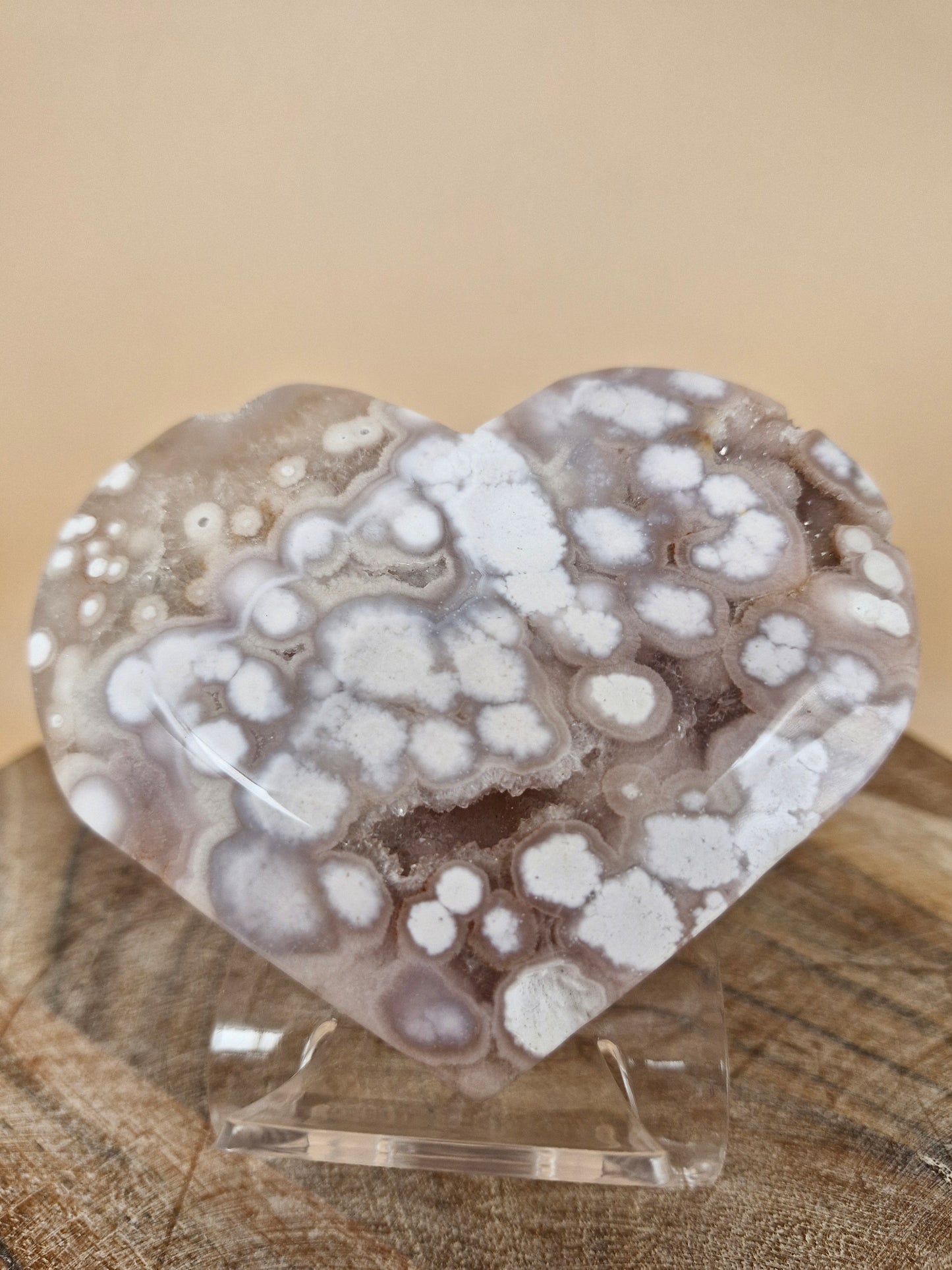 Pink Amethyst Flower Agate Heart (code PF3)