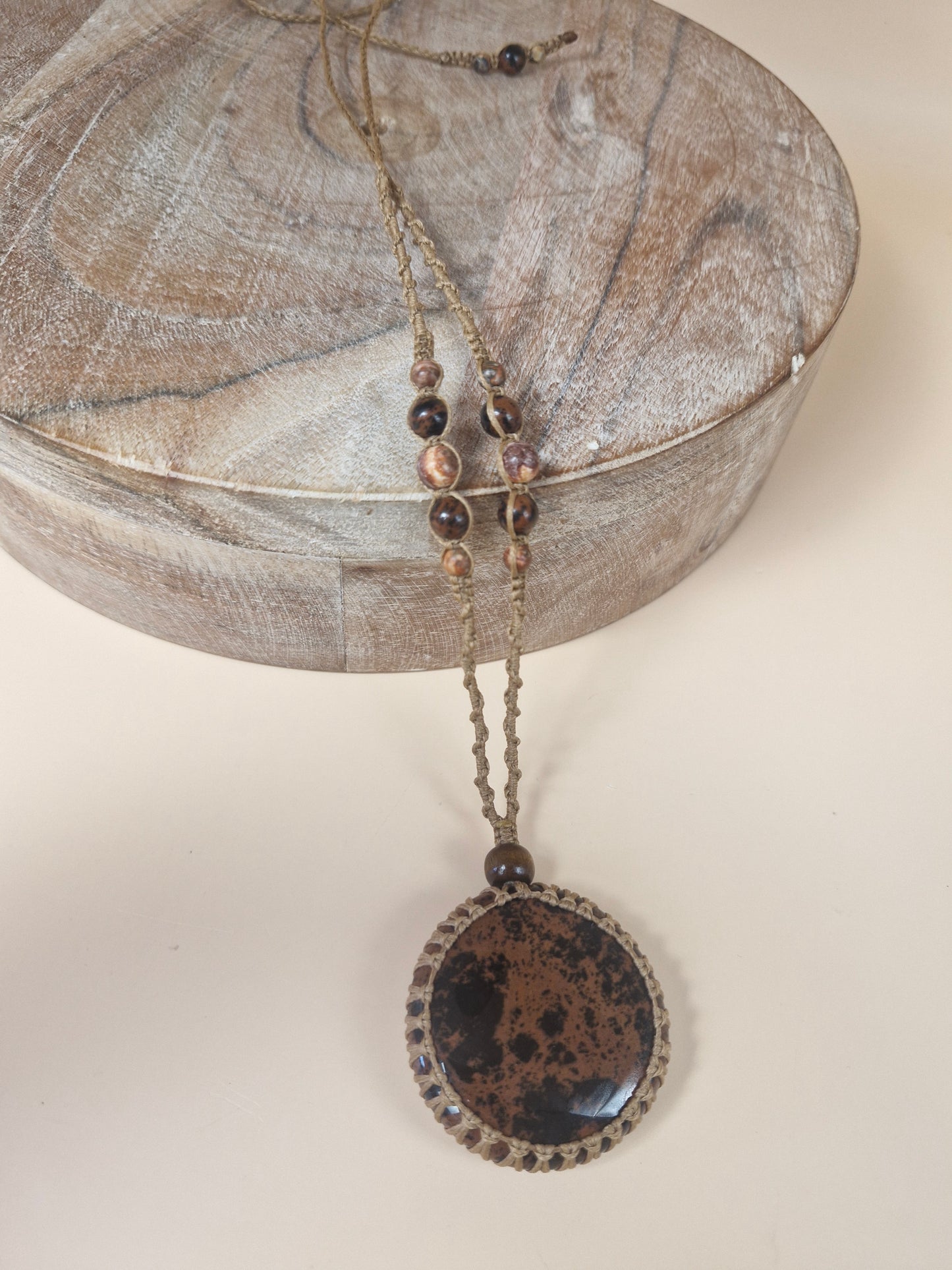 Macramé Mahogany Obsidian Necklace